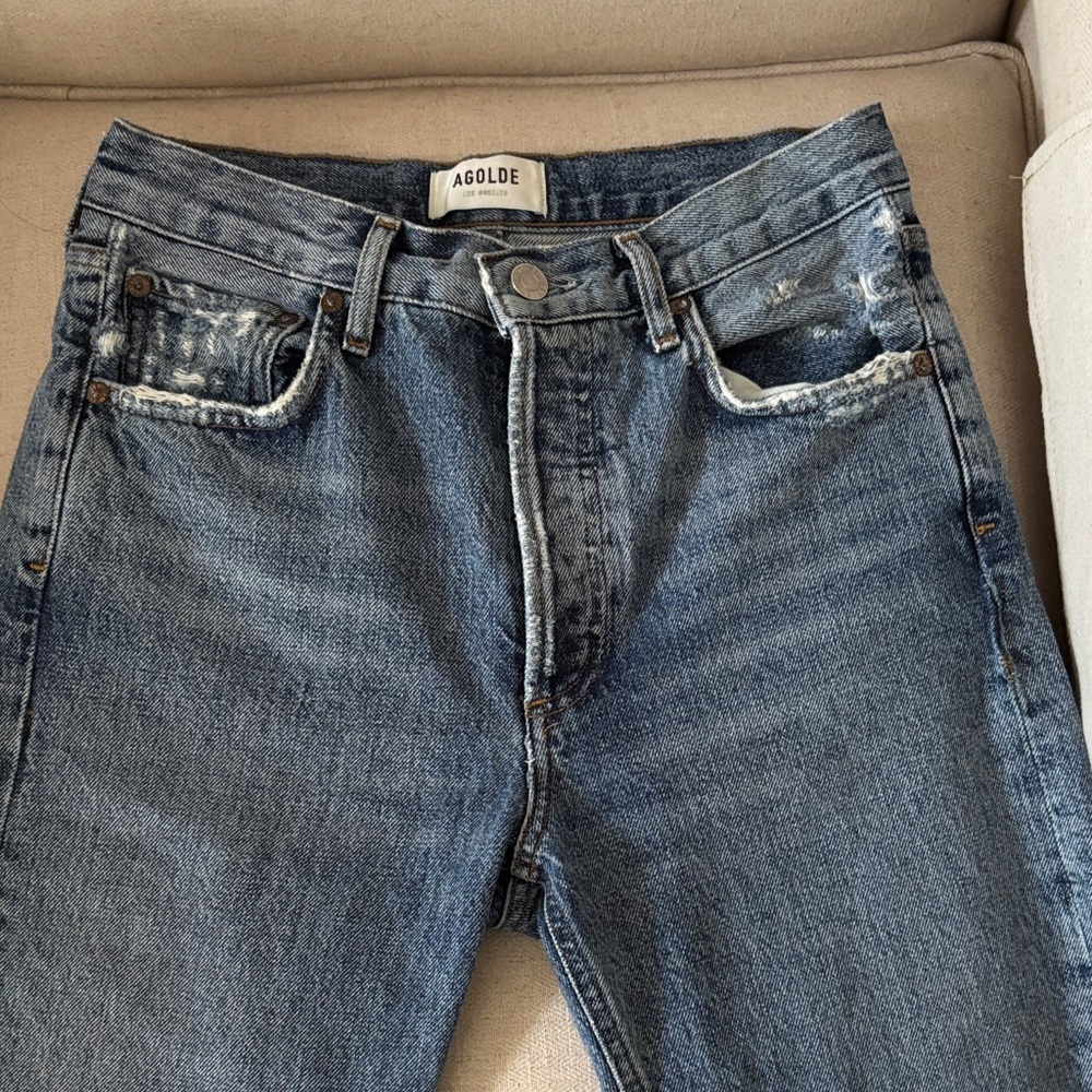 AGOLDE Women's Medium Blue Straight Leg Jeans Organic Cotton